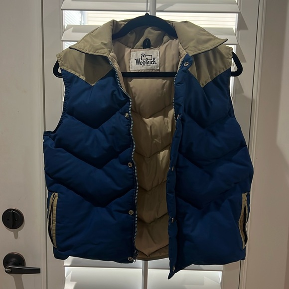 Vintage Woolrich Blue and Tan Vest - fits size M - Picture 1 of 3